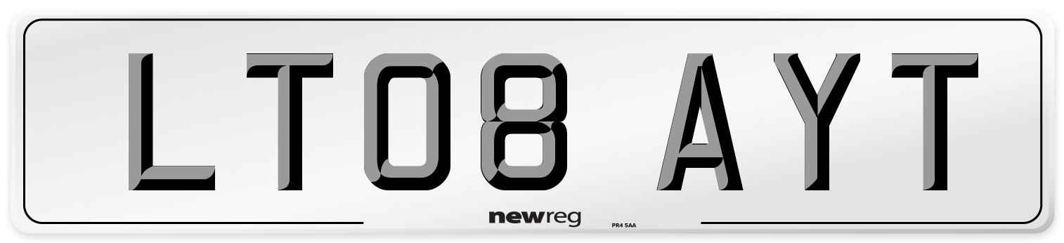 LT08 AYT Number Plate from New Reg